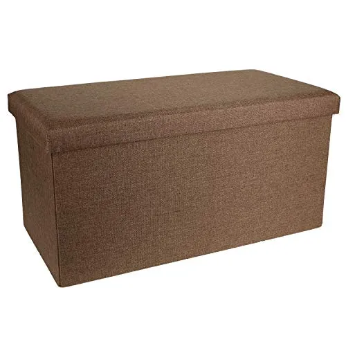 H4L Aufbewahrungsbox 76 x 38 x 38 cm - Braun - Vielseitige Aufbewahrungsbox in Braun, 76 x 38 x 38 cm, mit gepolsterter Sitzfläche und 80L Volumen. Ideal für Spielzeug oder Bettwäsche, platzsparend zusammenfaltbar und bis 110 kg belastbar.