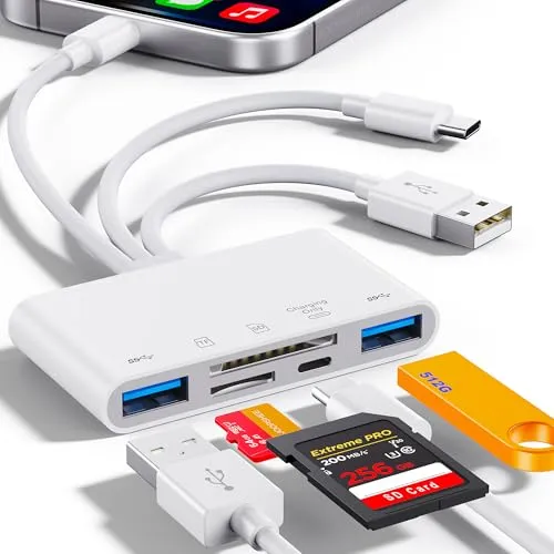5-in-1 Speicherkartenleser für iPhone, iPad, USB C & USB A von JOOPSHEE