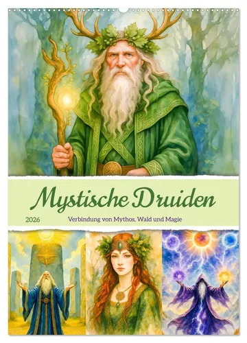 Anja Frost | Mystische Druiden Kalender 2025 - Kalender mit eindrucksvollen Druidenbildern im KI-Aquarellstil, 14 Seiten voller Inspiration und Mythos, ideal für Freunde der Mystik und Natur.