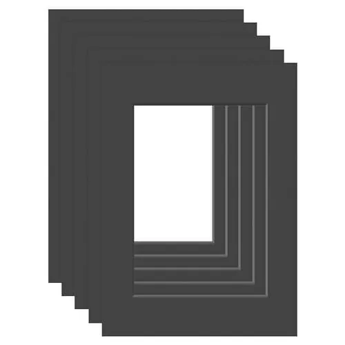 DEHA Design Passepartout (5er Set) Karton 29,7x42 cm (DIN A3) für Bilder im Format 21x29,7 cm (DIN A4), Schwarz