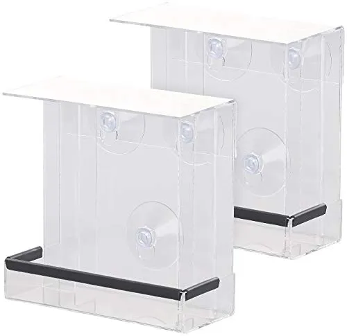 Royal Gardineer Vogelhäuser: 2er-Set Vogel-Futterhäuser aus Acryl, je 2 Silos, Saugnapf-Befestigung (Vogel Winterfutterhäuser, Transparentes Vogel-Futterhaus, Vogelfutter)