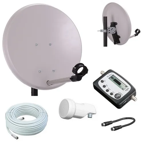Camping SAT Anlage 40 Schüssel + SAT Finder single LNB 10m Kabel Digital HDTV