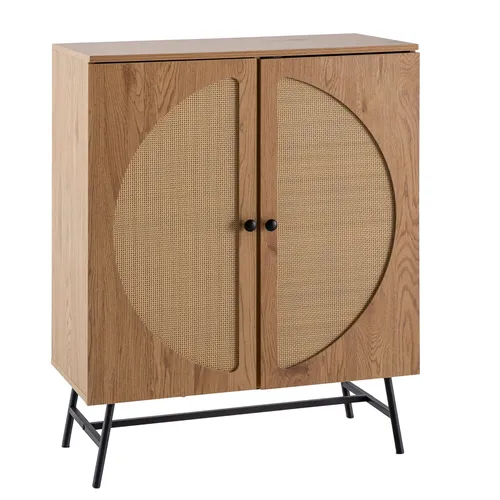 WOHNLING Sideboard 80 cm - Modernes Anrichte Highboard in Eiche Nachbildung - Kommode mit stilvollem Design und sechs Türfächern für viel Stauraum. Ideal für Wohnzimmer oder Küche, verstellbare Einlegeböden und schützende Anti-Rutsch-Noppen.