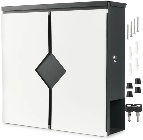BRUBAKER Briefkasten mit Zeitungsfach - Moderner Wandbriefkasten in Weiß und Anthrazit - Stilvoller Briefkasten aus Aluminium und verzinktem Stahl mit integriertem Zeitungsfach. Wetterfest und langlebig, schützt deine Post zuverlässig vor Wind und Wetter.