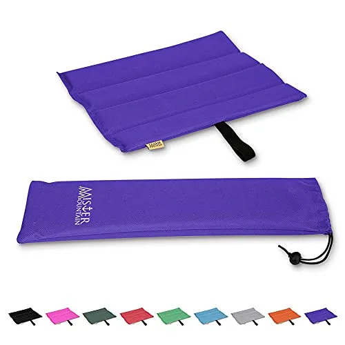 Mister Mountain Outdoor Iso-Sitz-Kissen inkl. Tasche - Sitz-Matte mit Schutz vor Kälte, Nässe, Schmutz, Hitze - Faltbar & Waschbar - Thermokissen Lila