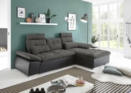 Ecksofa schwarz-lawa mit Liegefunktion - Sofa Wohnlandschaft mit praktischer Liegefunktion, ideal für Entspannung und gesellige Abende. Perfekt für jedes Wohnzimmer.
