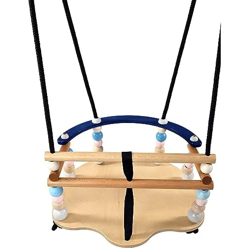 Hess Holzspielzeug 31102 - Handgefertigte Gitterschaukel für Kleinkinder - Schaukel aus robustem Holz für Kinder ab 12 Monaten, mit hoher Rückenlehne für sicheren Halt und handgefertigter Qualität aus Deutschland, ideal für drinnen und draußen.