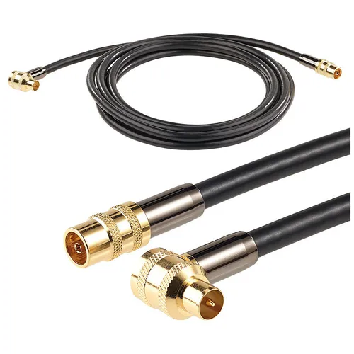 auvisio HDTV-Antennenkabel, Koaxial-Stecker, 90°-Winkel, 3 m, 105 dB