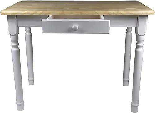 Magnetic Mobel Esstisch mit Schublade Küchentisch Tisch Massiv Kiefer Speisetisch massiv (50x90 cm, Unbehandelt)