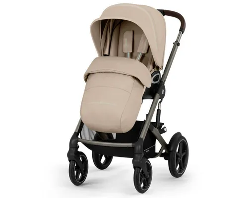 Cybex Talos S Lux Kinderwagen - Almond Beige, Kollektion 2026 - Robuster Kinderwagen für Kinder von 6 Monaten bis 4 Jahren. Mit Allrad-Federung, pannensicheren Reifen und XXL-Sonnenverdeck für optimalen Schutz bei jedem Abenteuer.