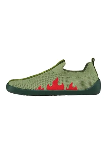 Affenzahn Hausschuh Knit Flinky Drache - Rutschfest und Flexibel - Ideal für Kindergarten und Kita: Leichte Hausschuhe mit Einstiegsschlaufen für einfaches Anziehen. Flexible Sohle für ein natürliches Fußgefühl und genug Platz für freies Bewegen.