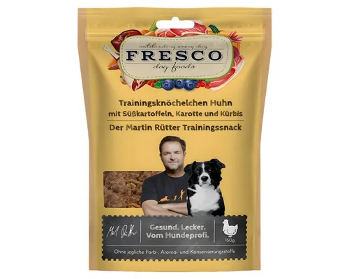 Fresco Martin Rütter Trainingsknöchelchen Huhn mit Süßkartoffeln, Karotte, für: Hund