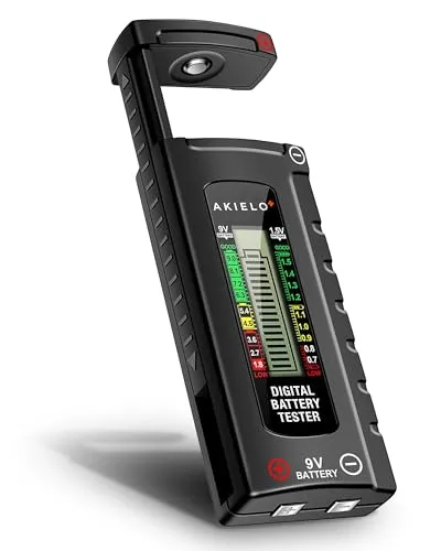 AKIELO+ Digitaler Batterietester mit LCD Anzeige – Universelles Batterieprüfgerät für alle Batterien