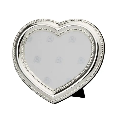 Herz Fotorahmen 10x10 cm - versilberter Bilder-Rahmen Herzform für 1 Foto