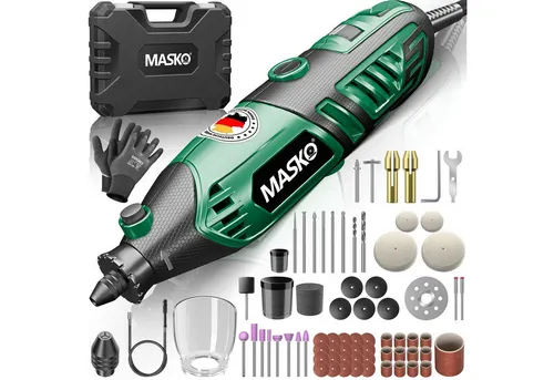 MASKO® Multifunktionswerkzeug 200W - Flexibles Rotationswerkzeug mit 141-teiligem Zubehörset - Multifunktionswerkzeug mit 200W Motor und variabler Drehzahl von 10.000-40.000 U/min. Ideal zum Bohren, Polieren und Schleifen, inklusive robustem Transportkoffer.