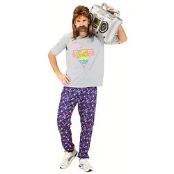 W WIDMANN MILANO Party Fashion - Kostüm 80s Beach Boy, buntes T-Shirt und weite Hose für Mottoparty und Karneval