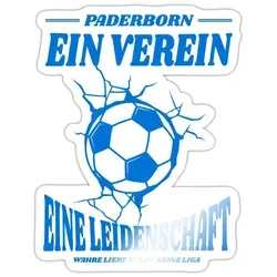 Spreadshirt Paderborn Ein Verein Eine Leidenschaft Fußball Sticker Aufkleber, 10 x 10 cm, Weiß glänzend - Weiß