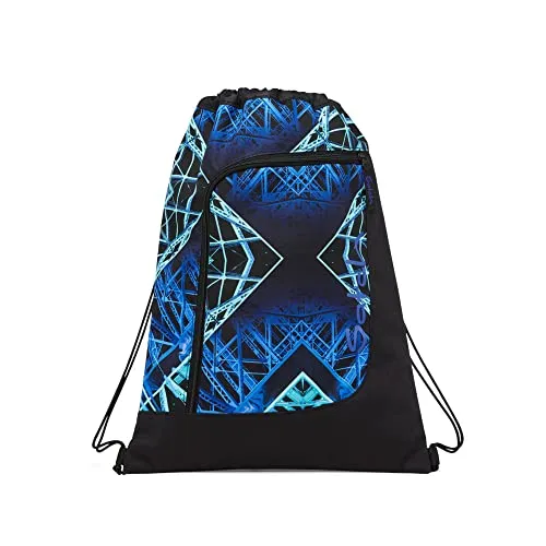 Satch Turnbeutel Endless Light - Turnbeutel für Jugend Unisex, in Dunkelblau und Türkis, mit praktischem Reißverschlussfach und Befestigungsmöglichkeit am Rucksack.