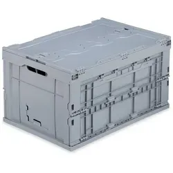 Klappbox Faltbox 60 l - Stapelbare Aufbewahrungsbox - Praktische Aufbewahrungskiste mit Deckel, ideal für Ordnung in jedem Raum. Stapelbar und aus robustem Kunststoff, perfekt für Zuhause oder im Büro.