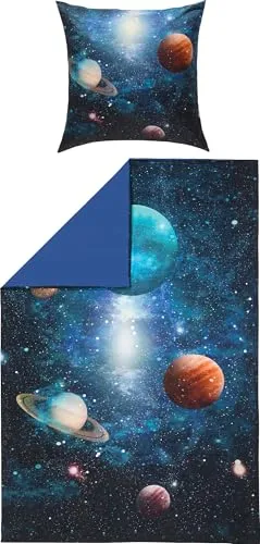 Erwin Müller Wendebettwäsche Mako-Satin ozeanblau 155x220 cm - Wendebettwäsche aus 100% Baumwolle mit praktischem Marken-Reißverschluss. Pflegeleicht und ideal für einen erholsamen Schlaf.