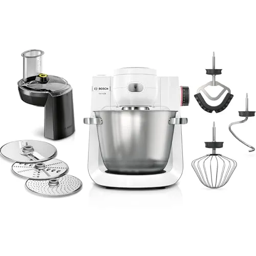Bosch Küchenmaschine Serie 6 MUMS6EW13D - 1.600 Watt, 5,5l Edelstahlschüssel, 3D PlanetaryMixing für perfekte Teige und große Mengen
