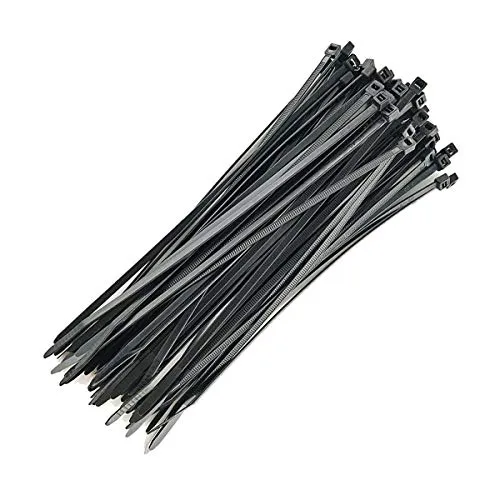 Kabelbinder, 100 Stück Extra Lang 400mm x 4.8mm, selbstsichernde Nylon Kabelbinder mit Reißverschluss - Schwarz