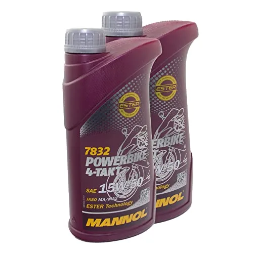 Motoröl MANNOL 15W-50 4- Takt Powerbike API SM 2 Liter für Aprilia Benelli Beta BM W Cagiva Cectek/Herkules Ducati Husqvarna KT M Malaguti Moto Guzzi MV Agusta MZ/MUZ Piag gio Royal Enfield Trium ph