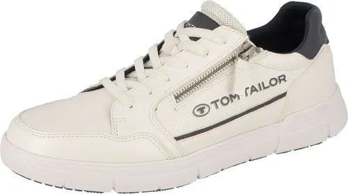 Tom Tailor Herren 5382003 Sneaker, White, 45 EU - Herren-Sneaker mit flacher Absatzform, aus hochwertigem PU für besten Tragekomfort und modernes Design.