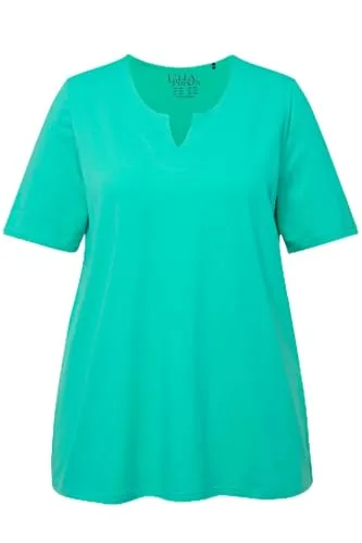 Ulla Popken Damen T-Shirt, A-Linie mit Tunika-Ausschnitt - T-Shirts für Damen mit femininen Tunika-Ausschnitt, bequemer A-Linie und weichem Baumwolljersey, ideal für einen lässigen Look.