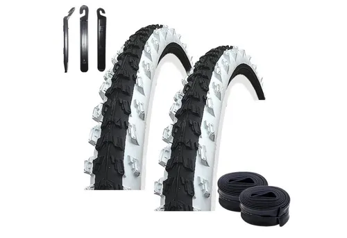 maxxi4you Fahrradreifen Kenda K-829 24x1.95 Schwarz/Weiß mit Schläuchen und Reifenhebern - 2 x Kenda K-829 MTB 24