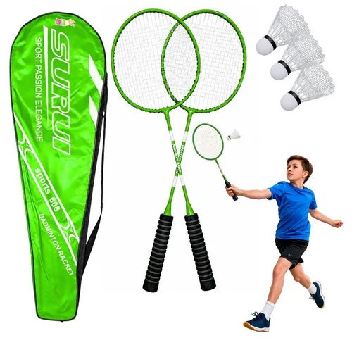 Wisam Lernspielzeug Badminton-Set, bestehend aus Schlägern, 3 Federbällen