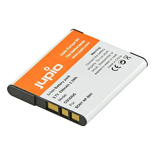 Jupio NP-BN1 Akku für Sony 630 mAh - Grau/Orange - Kamera-Akku mit 630 mAh für Sony Digitalkameras, ideal für lange Fotosessions und zuverlässige Leistung.