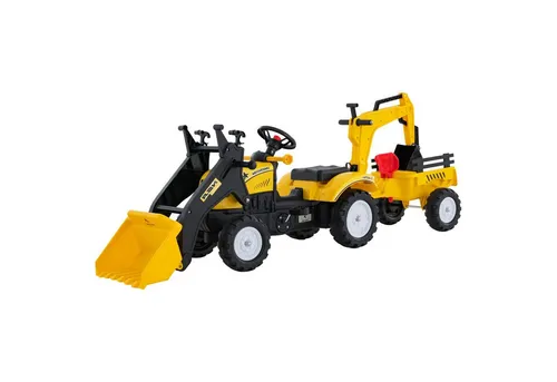 GOPLUS 3-in-1 Kinder Trettraktor mit Anhänger & Schaufel, Gelb