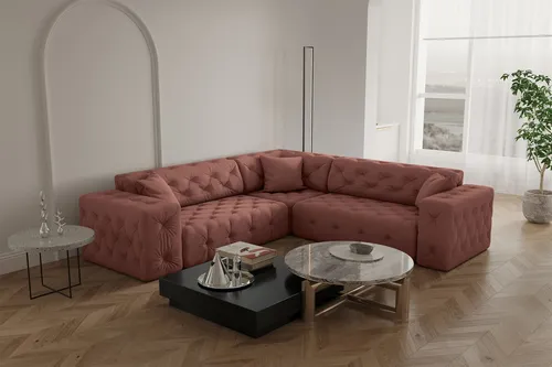 Ecksofa Designersofa CHANTAL in Koralle in pink von Fun Möbel