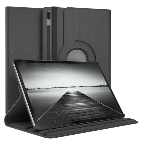 EAZY CASE - Tablet Hülle für Samsung Galaxy Tab S7 FE (5G) Schutzhülle 12.4 Zoll Smart Cover Tablet Case Rotationcase zum Aufstellen Klapphülle 360° drehbar mit Standfunktion Tasche Kunstleder Schwarz