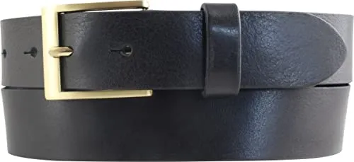 BELTINGER Gürtel aus Vollrindleder 3,5 cm | Jeans-Gürtel für Herren mit goldener Gürtelschließe 35mm | Chino-Gürtel Anzuggürtel | Schwarz 95cm