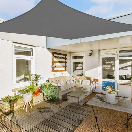 hanSe Sonnensegel quadratisch 4x4 m in Graphit - Sonnenschutz: Wetterbeständiges HDPE-Gewebe mit UV-Schutz, ideal für Garten, Balkon und Terrasse. Reduziert die Temperaturen um bis zu 32 % und sorgt für angenehmen Aufenthalt im Freien.