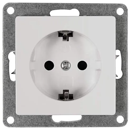 McPower Schutzkontakt Steckdose | Cup | 250V~/16A | Uunterputz-Montage | mit Einsteckschutz | Schraubanschluss | IP20 | weiß | ideal für sichere Elektroinstallationen