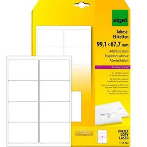 Sigel LA 322 Adressetiketten weiß 99.1 x 67.7 mm, 200 Stück von SIGEL