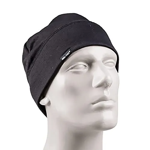 Produktbild Mil-Tec Army Beanie Soft • Leichte Wintermütze mit Fleecefutter • Thermoaktive & schnelltrocknende Beanie Mütze • Ideal als Fahrradmütze, Sportmütze, Laufmütze • Farbe: Schwarz