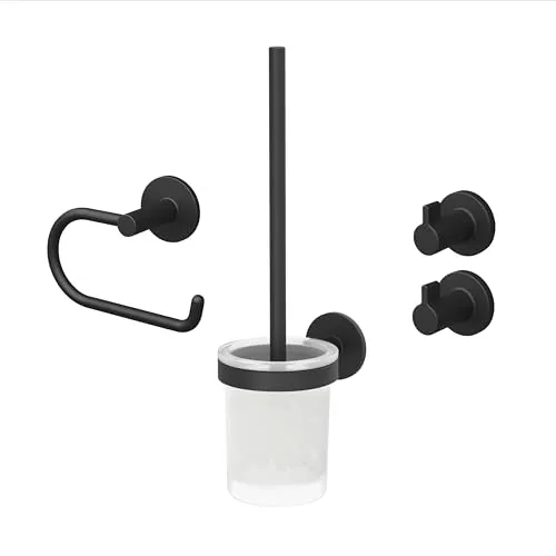 Lenz Bad-Accessoire-Set Nero – 4-teilig in Schwarz-matt
