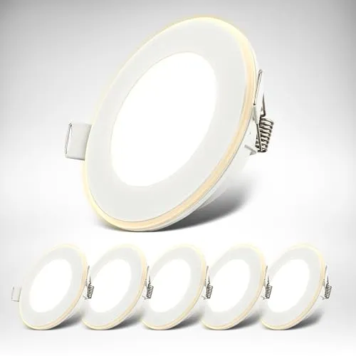 B.K.Licht 6er Set LED Einbaustrahler mit Nachtlichtfunktion - Deckenspots mit 3-stufiger Schaltung und Memory-Funktion für individuellen Lichtkomfort, elegantes mattes Design und kompakte Bauweise für moderne Innenräume.