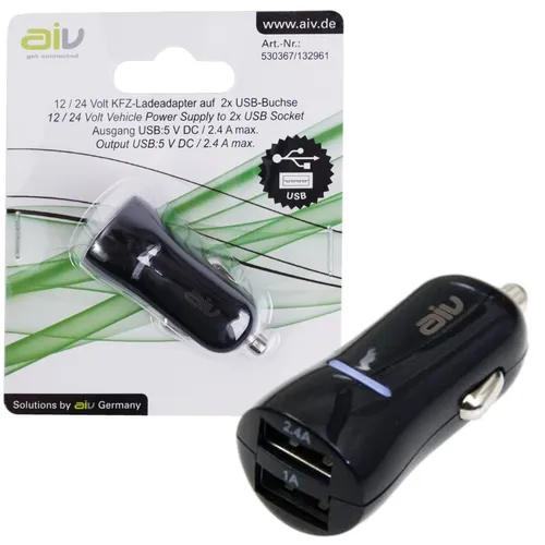 AIV Dual KFZ Lader 3,4A USB Ladegerät 12V 24V Lade-Adapter für Handy iPhone etc