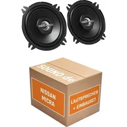 JVC CS-J520 Einbaupaket für Nissan Micra K12 (2003-2010) - Komplettset für den Lautsprecherwechsel im Nissan Micra K12: 2x JVC CS-J520 mit 250W Peak, einfaches Einbauen dank Adapterringen und Stecker. Ideal für besseren Klang im Auto!