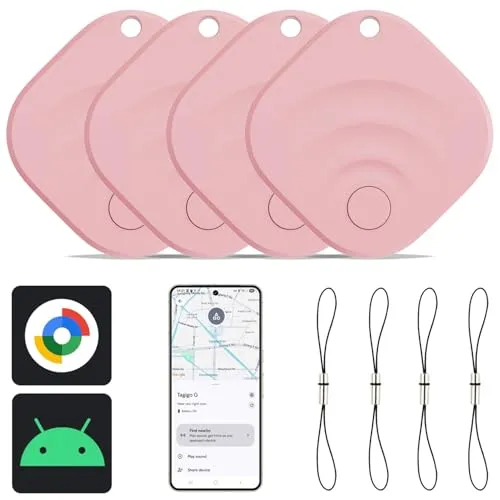 Reyke Tracker Android, Smart Tag kompatibel mit Google Find My (nur für Android), Schlusselfinder für Schlüssel, Gepäck, Koffer, Brieftasche, 4 Stück
