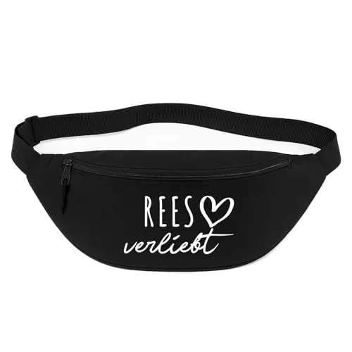 Huuraa Bauchtasche Rees verliebt Geschenk 2,5 Liter Black Crossbody Bag Rees Geschenkidee