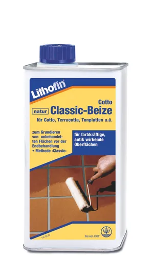 Lithofin Cotto Classic-Beize natur - 1 Liter - Malerbedarf, wasserabweisende Beize für saugfähige Oberflächen, schnelltrocknend und gebrauchsfertig für optimale Ergebnisse.