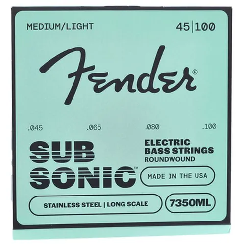 Fender Strings 7350ML E-Bass Saiten 45-100 - Hochwertige Roundwound-Saiten für Longscale-E-Bass. Edelstahl-Wicklung sorgt für brillanten Sound und klare Konturen. Ideal für präzise Spieltechniken und hohe Dynamik.