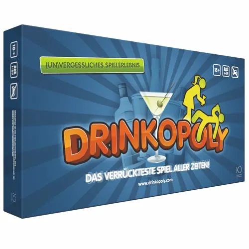 Drinkopoly – König der Trinkspiele – kombinierte Tafel/Tisch Party Spiele für Erwachsene und Studenten mit 50 Erweiterungskarten mit Aufgaben, eine (un)vergessliche Erfahrung, ein Trinkspiel Geschenkset