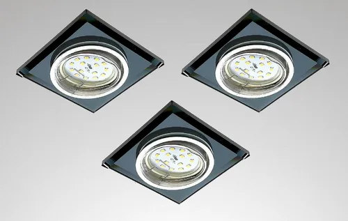 TRANGO LED Einbauleuchte BLACK CRYSTAL 3er Set - Elegante 3er Set Einbauleuchte aus handgeschliffenem Schwarzglas und Aluminium, dimmbar und ideal für stimmungsvolle Beleuchtung im Innenbereich.